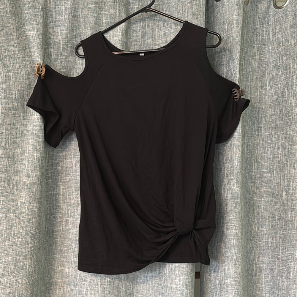 Black Cold Shoulder Women's Top